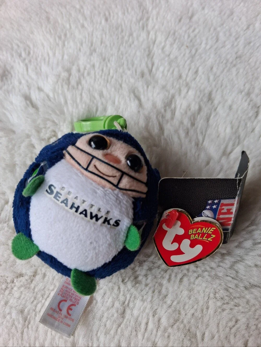 Ty Beanie Ballz Seattle Seahawks Navy and Green Plush Keychain Unisex